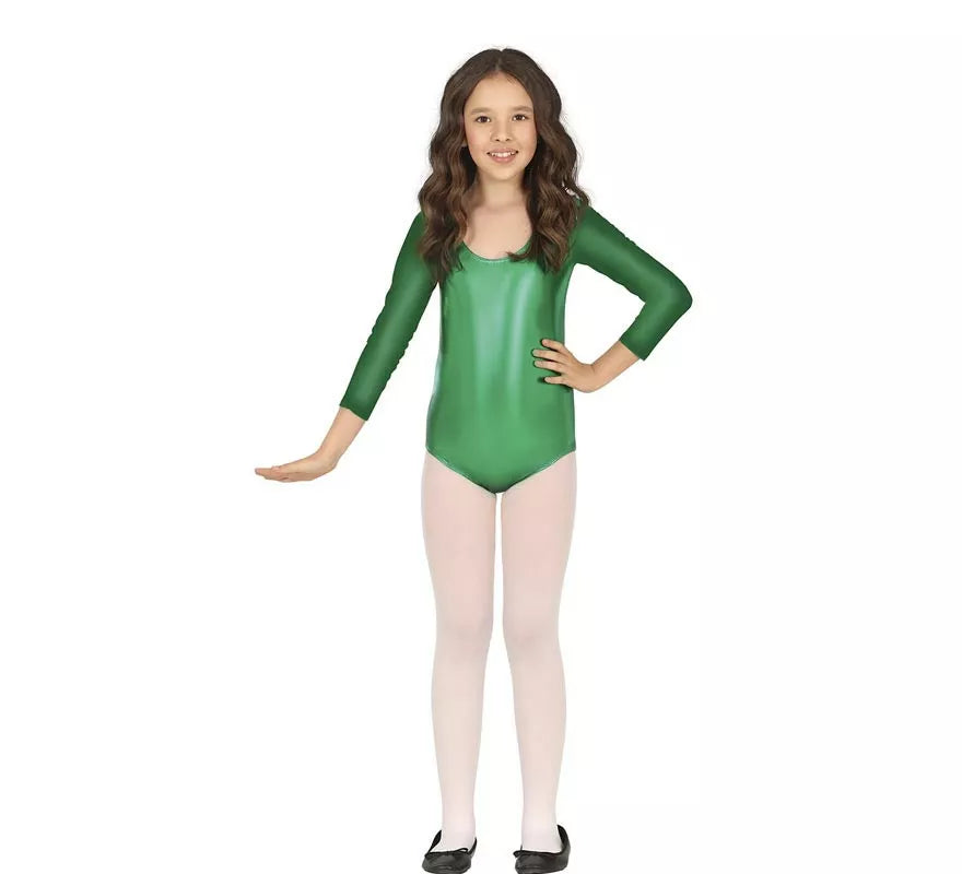 Translation missing: en.Body o Maillot Verde Metalizado manga larga para niños