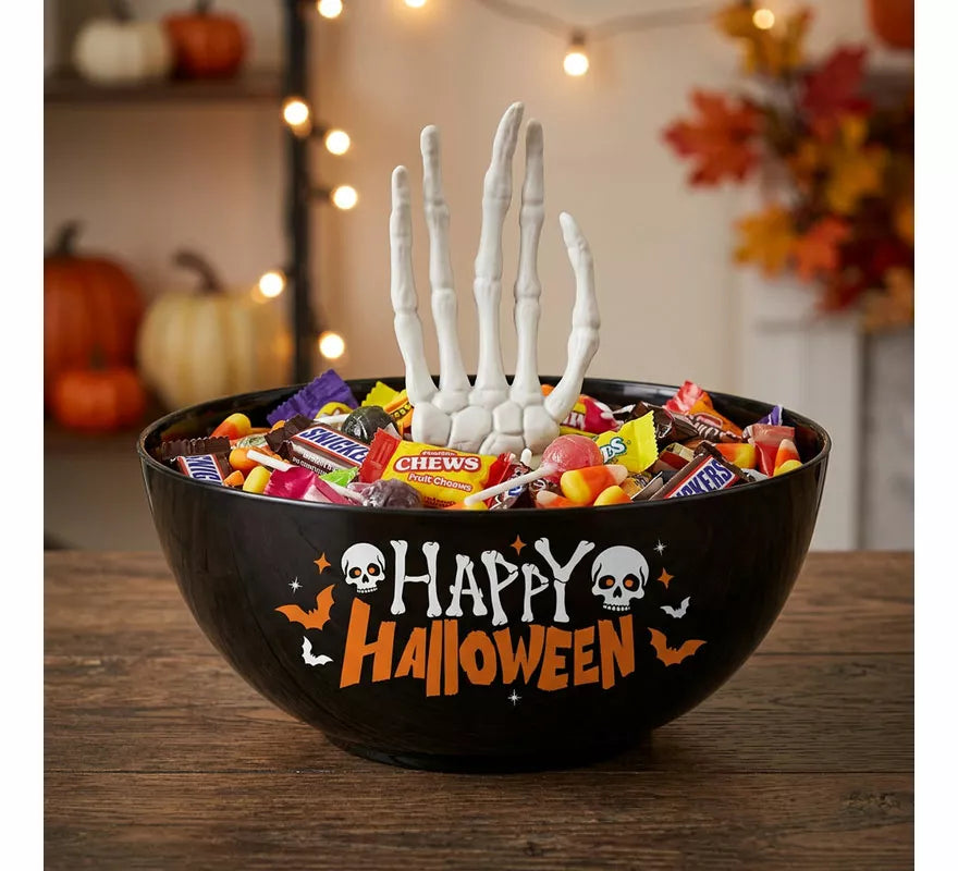 Translation missing: en.Bol con Mano Esqueleto Happy Halloween de 25 cm