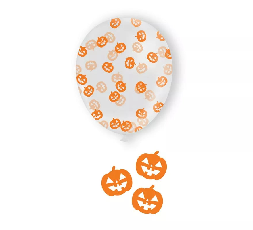 Bolsa 10 Globos con Confeti Calabaza