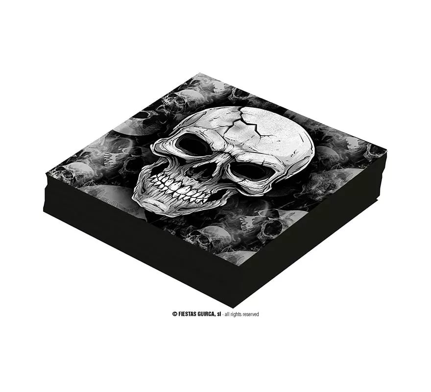 Pack de 12 Servilletas Calavera Temible de 33x33 cm