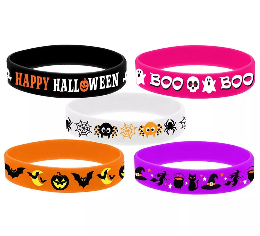 Bolsa 5 Pulseras Silicona para Halloween