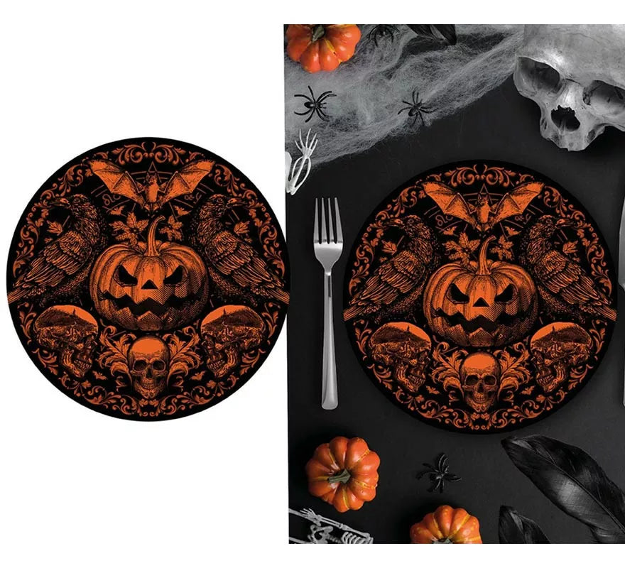Bolsa 6 Platos Calabaza Gótica 23 cm