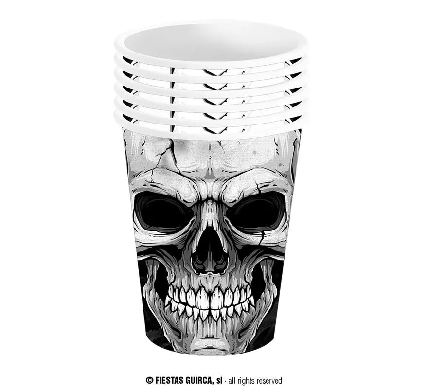 Pack de 6 Vasos Calavera Temible de 240 ml