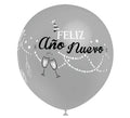 Bolsa 8 Globos plata Feliz Año Nuevo de 90 cm