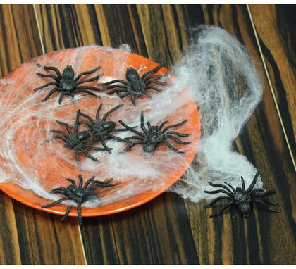Bolsa con 8 Arañas 6 cm. para decorar en Halloween