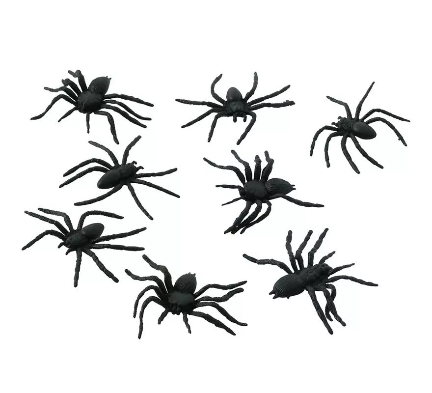 Translation missing: en.Bolsa con 8 Arañas 6 cm. para decorar en Halloween