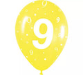 Bolsa de 10 Globos látex con el número 9 serigrafiado 30cm