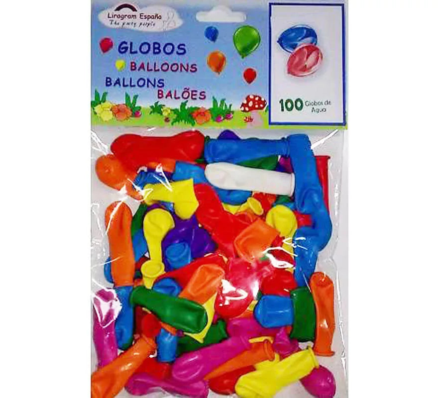 Translation missing: en.Bolsa de 100 Globos látex de Agua de colores