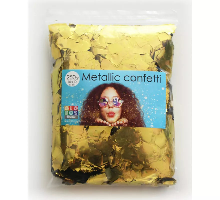 Translation missing: en.Bolsa de 250 g de Confetti Color Oro cuadrado de 10x10 mm