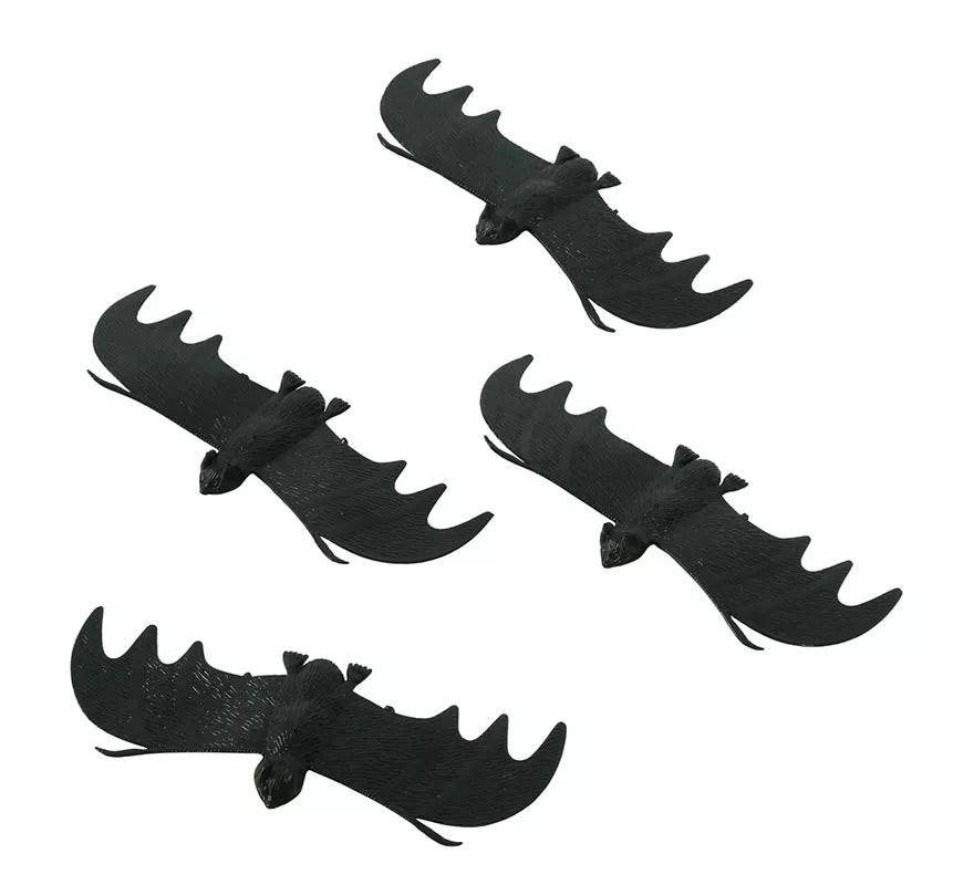 Bolsa de 4 Murciélagos de 11cm para Halloween