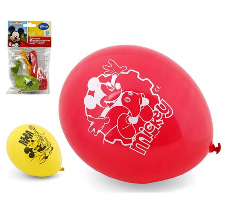 Bolsa de 5 Globos de Mickey colores surtidos de 23 cm