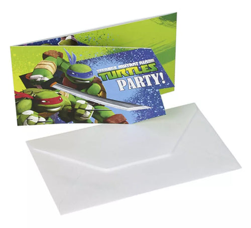 Bolsa de 6 Invitaciones de las Tortugas Ninja Mutantes