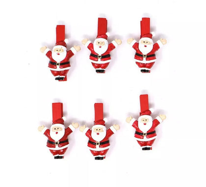 Bolsa de 6 Pinzas Papa Papá Noel 3 cm