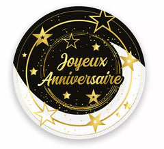 Bag of 6 Joyeux Anniversaire Plates of 23 cms
