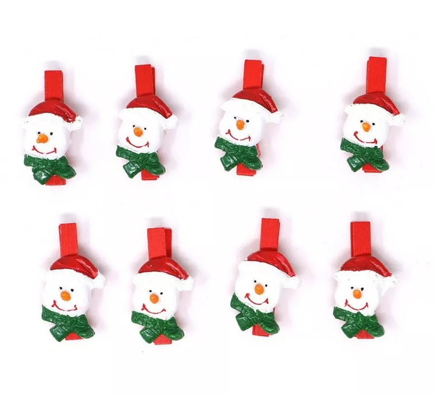 Bolsa de 8 Pinzas Muñeco de Nieve 3 cm