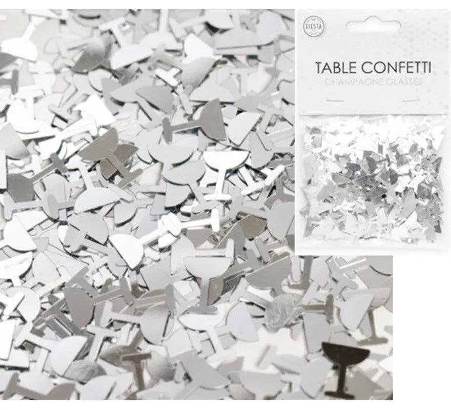 Bolsa de Confetti para mesa de Copas de Champagne Plateado de 14 g