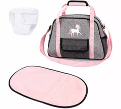 Pink and gray nursery bag for dolls