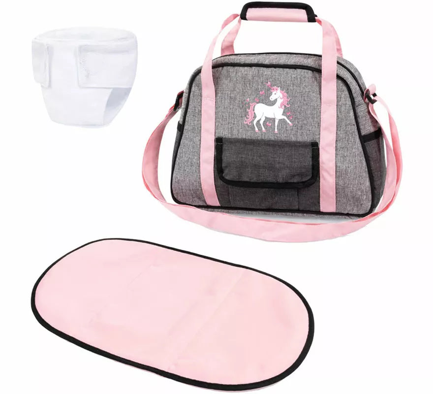 Translation missing: en.Bolsa de Guardería rosa y gris para Muñecas