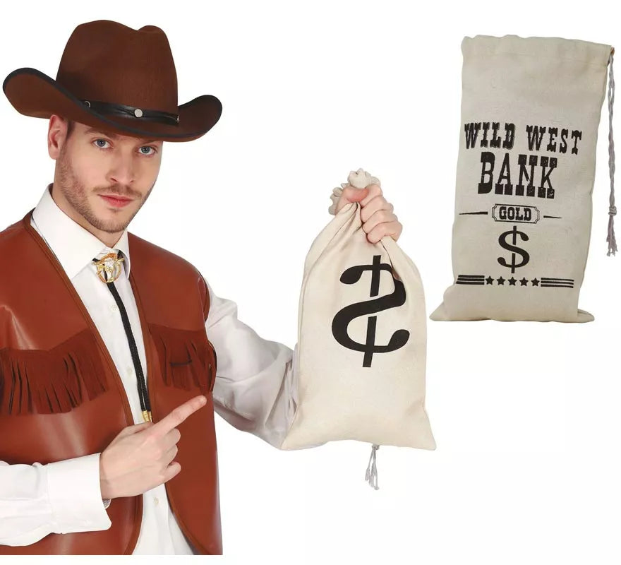 Translation missing: en.Bolsa de tela para el dinero para Vaquero, Ladrón Bancos 42X22 cm