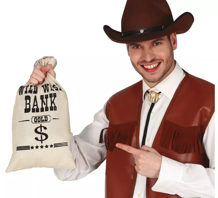 Bolsa de tela para el dinero para Vaquero, Ladrón Bancos 42X22 cm