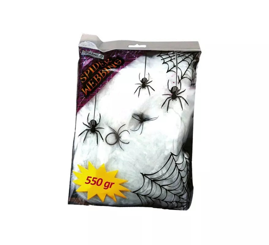 Bolsa de Telarañas de 500 gr con 4 arañas para decorar