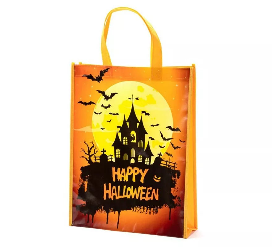 Bolsa Happy Halloween naranja de 38x30x10 cm