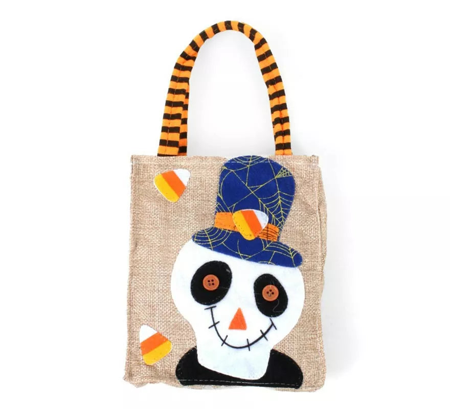 Translation missing: en.Bolsa para dulces Calavera de lino de 20x15 cm