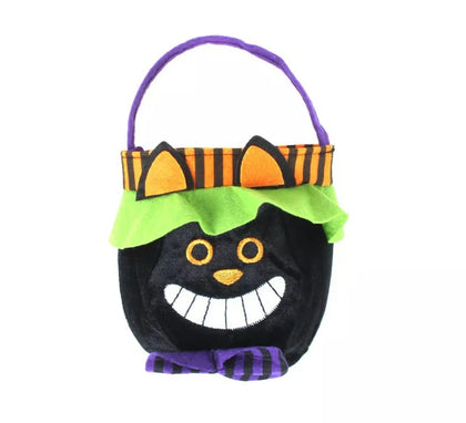Bolsa para dulces Gato negro de terciopelo de 18x16 cm