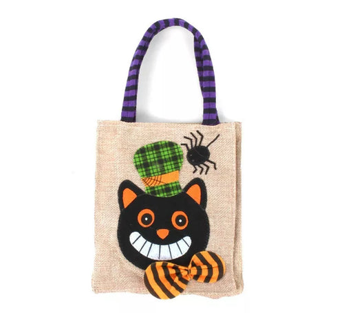 Bolsa para dulces Gato sonriente de Lino de 20x15 cm