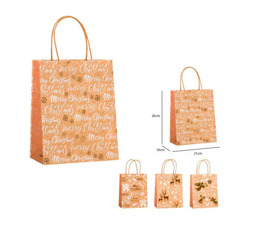 Bolsa Regalo Navidad Kraft de 21x25.5x10 cm en modelos surtidos