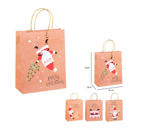 Bolsa Regalo Navidad Kraft de 26x32x12 cm en modelos surtidos