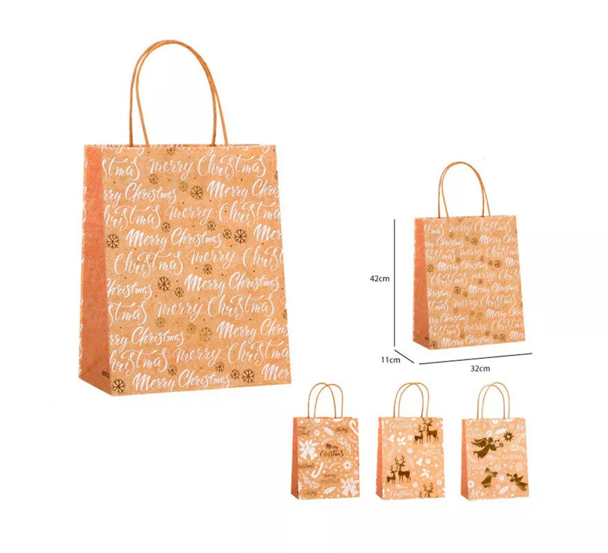 Bolsa Regalo Navidad Kraft de 32x42x11 cm en modelos surtidos