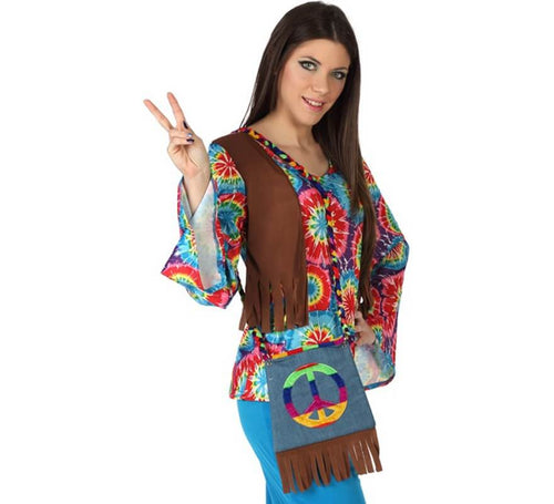 Bolso Hippie con Símbolo de la Paz con Flecos