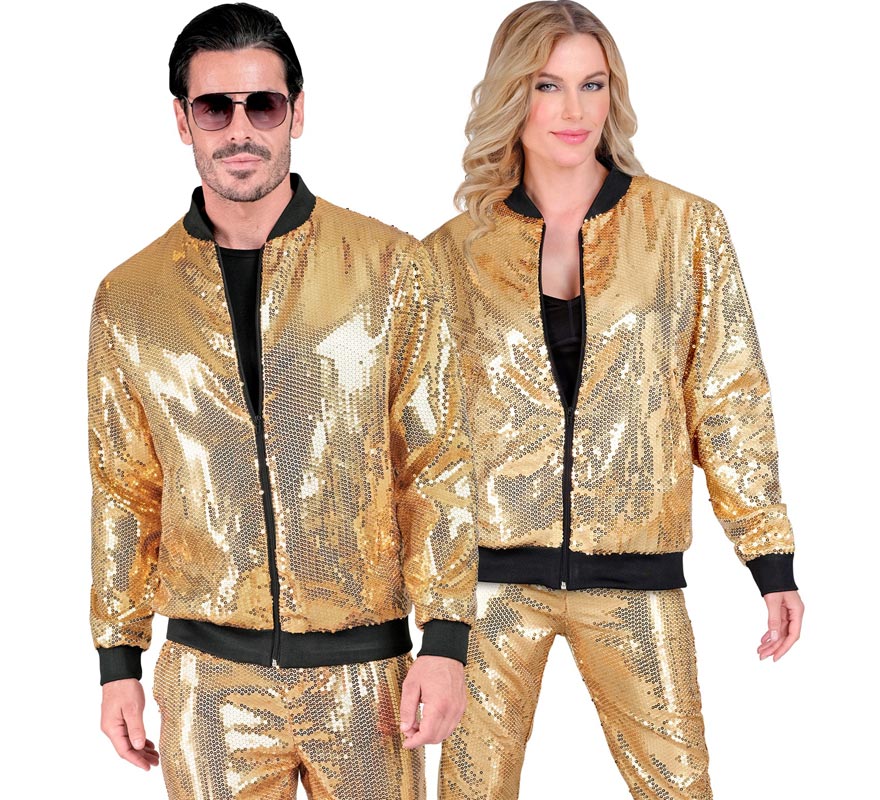 Translation missing: en.Bomber Fiesta dorado con lentejuelas para adulto