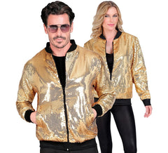 Gold Fiesta bomber jacket with sequins for adults