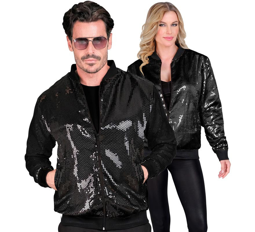 Translation missing: en.Bomber Fiesta negro con lentejuelas para adulto