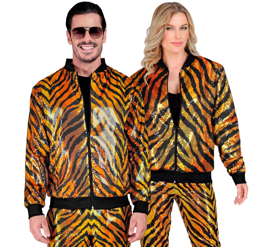 Bomber Moda a rayas dorado con lentejuelas para adulto