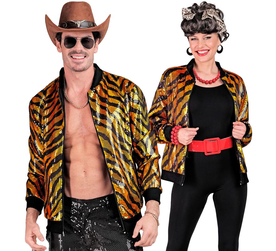 Translation missing: en.Bomber Moda a rayas dorado con lentejuelas para adulto