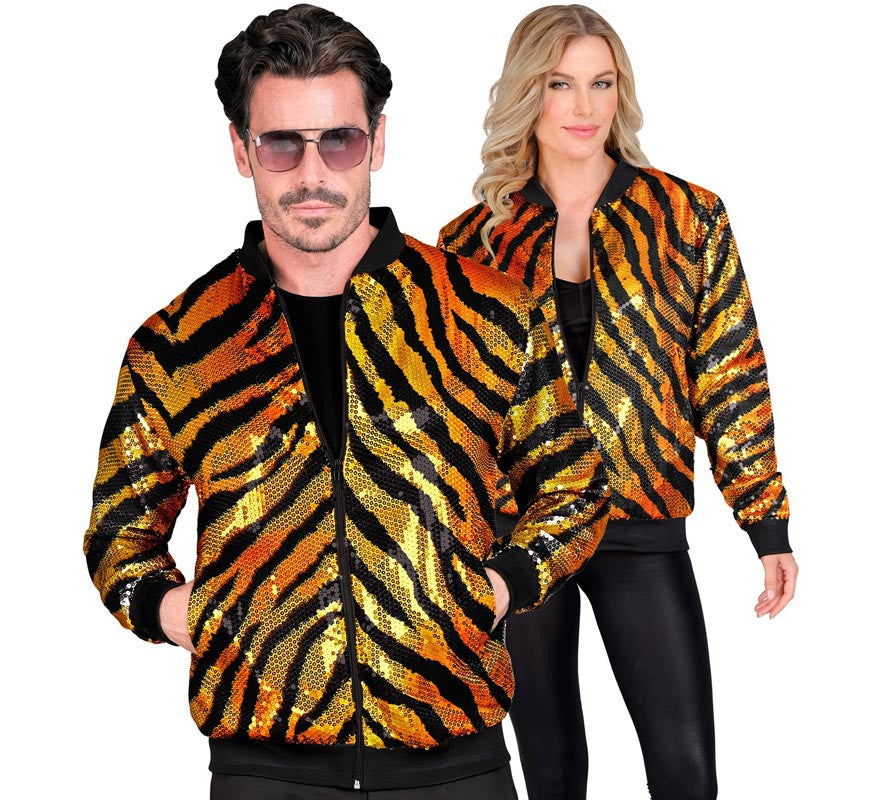Translation missing: en.Bomber Moda a rayas dorado con lentejuelas para adulto
