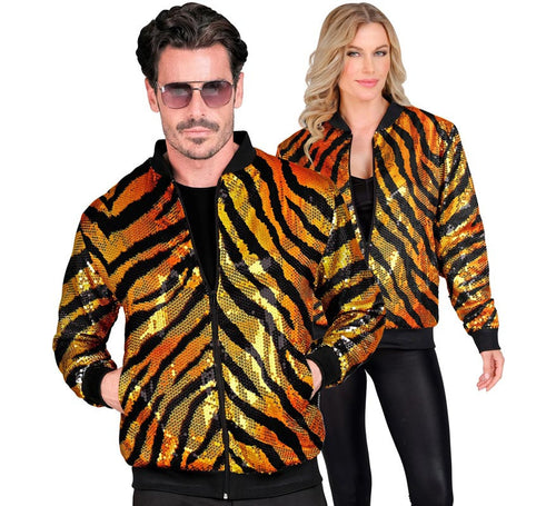 Bomber Moda a rayas dorado con lentejuelas para adulto