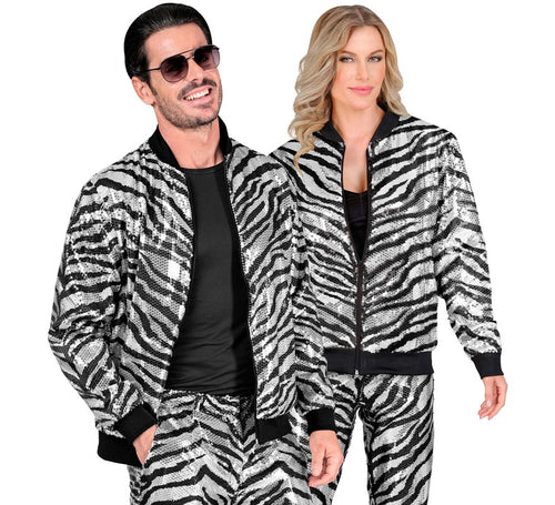Bomber Moda a rayas plateado con lentejuelas para adulto