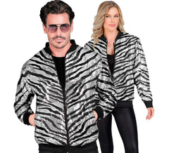 Adult's Silver Striped Fashion Bomber with Sequins