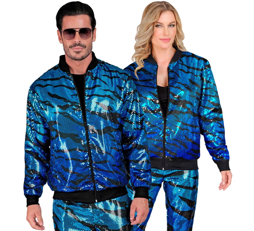 Translation missing: en.Bomber Moda animal print a rayas azul para adulto