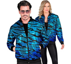 Blue striped animal print Fashion Bomber for adults
