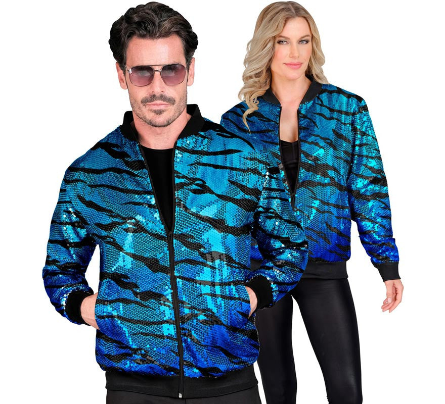Translation missing: en.Bomber Moda animal print a rayas azul para adulto