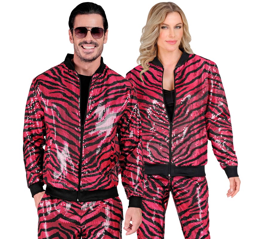 Translation missing: en.Bomber Moda animal print a rayas fucsia para adulto