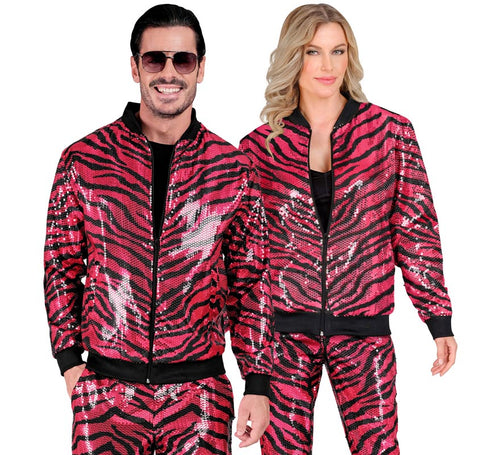 Bomber Moda animal print a rayas fucsia para adulto