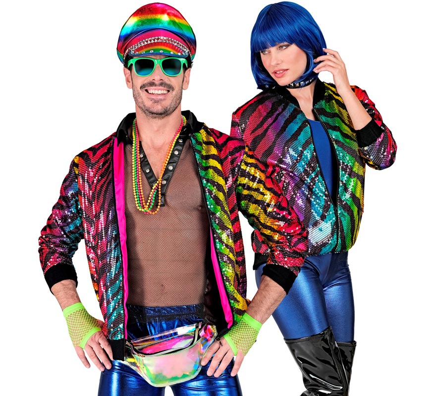 Bomber Moda animal print a rayas multicolor para adulto