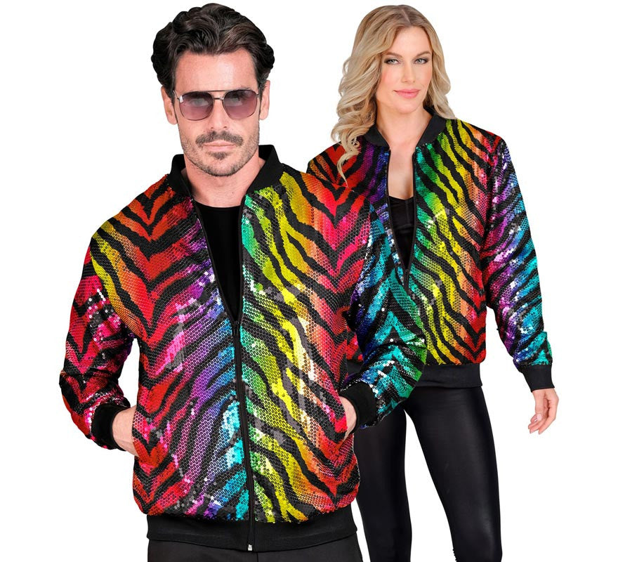 Bomber Moda animal print a rayas multicolor para adulto