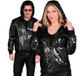 Bomber Moda negro con capucha y lentejuelas para adulto